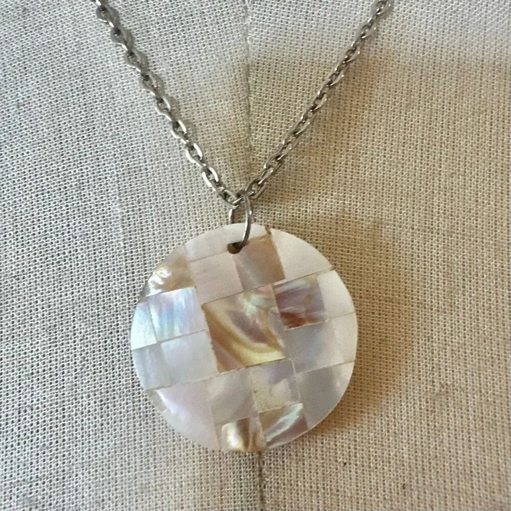 Mother of Pearl Mosaic Pendant Necklace